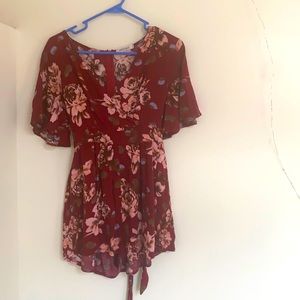 Women’s Floral Romper Printed Deep Red